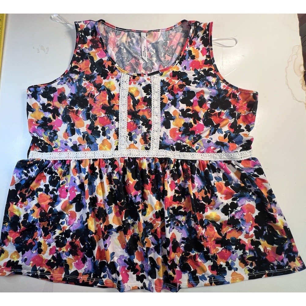 NY Collection Women's Size 2X Sleeveless Top Blouse Floral‎